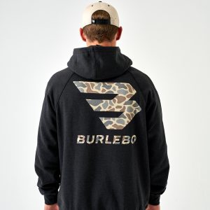 Fleece Hoodie - Camo Signature Logo - Heather Black