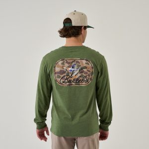 Long Sleeve Tee - Ducks Flying In - Heather Olive