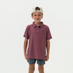 Youth - Performance Polo - Texas - Maroon & Grey