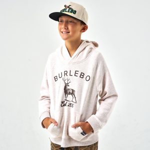 Youth - Fleece Hoodie - Whitetail Deer - Heather Oatmeal